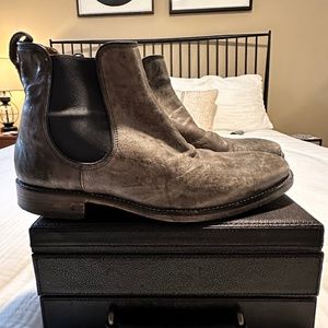 John Varvatos Collection Grey Leather Amsterdam Chelsea Boot Size 8.5